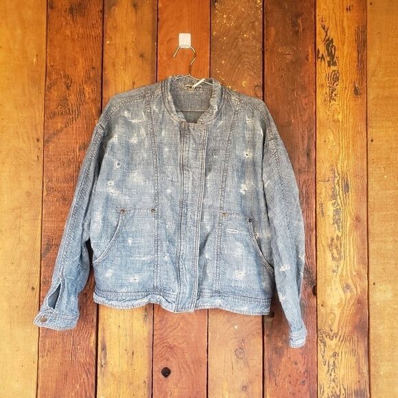 Free People Tattered Distressed Jean Jacket - Picture 6 of 14